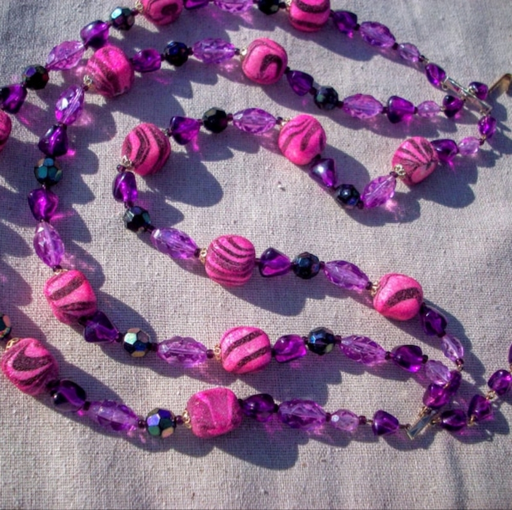 Vintage Pink And Purple Necklace